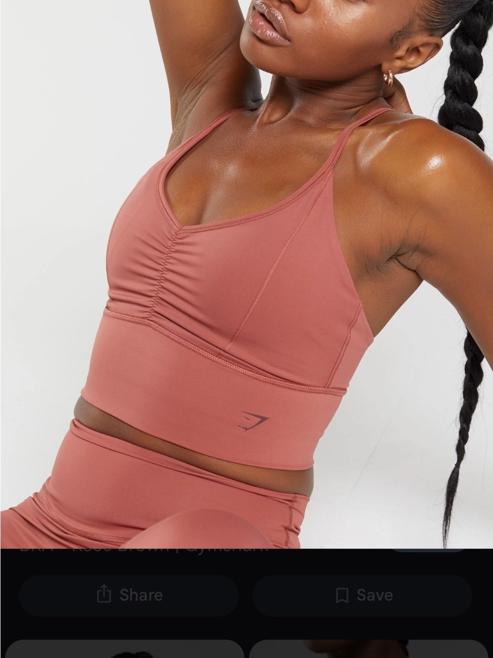 Gymshark Ruched Longline Sports Bra in Dusty Rose